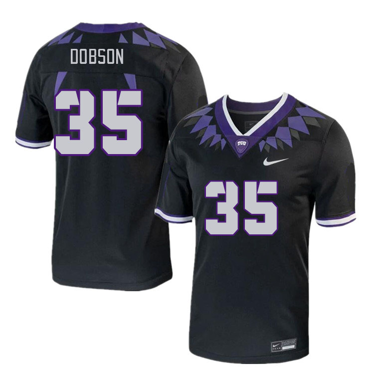 Men #35 Colton Dobson TCU Horned Frogs 2023 College Footbal Jerseys Stitched-Black - Click Image to Close
